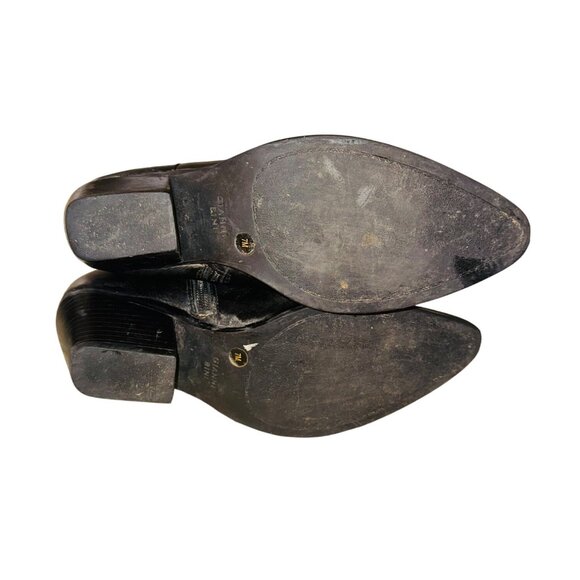 Gianni Bini Black Leather Cowgirl Western Ankle Boots Womens Size 7 Boho Braided - Picture 10 of 12